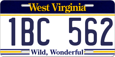 WV license plate 1BC562