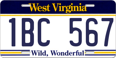 WV license plate 1BC567