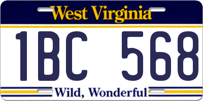 WV license plate 1BC568