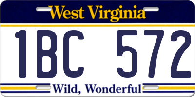 WV license plate 1BC572