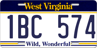 WV license plate 1BC574