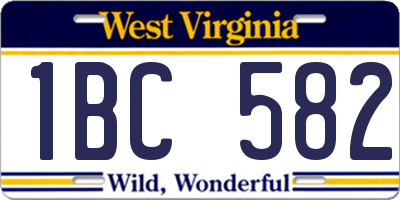 WV license plate 1BC582