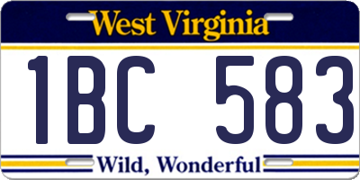 WV license plate 1BC583