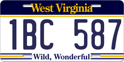 WV license plate 1BC587