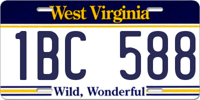 WV license plate 1BC588
