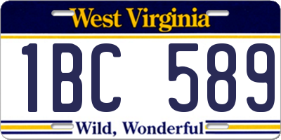 WV license plate 1BC589