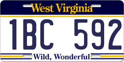 WV license plate 1BC592
