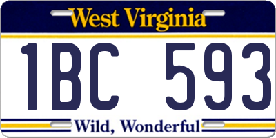 WV license plate 1BC593