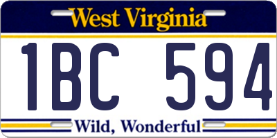 WV license plate 1BC594