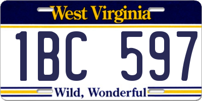 WV license plate 1BC597