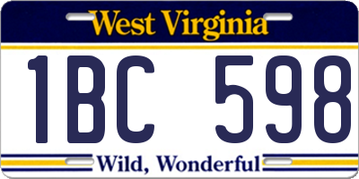 WV license plate 1BC598