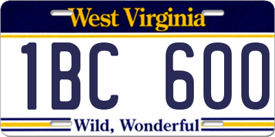 WV license plate 1BC600