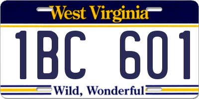 WV license plate 1BC601