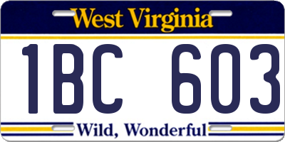 WV license plate 1BC603