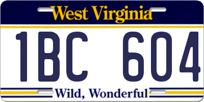 WV license plate 1BC604