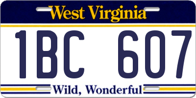 WV license plate 1BC607