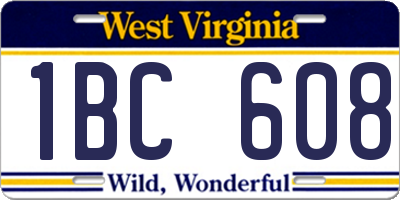 WV license plate 1BC608