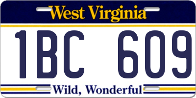 WV license plate 1BC609