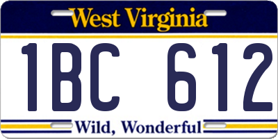 WV license plate 1BC612
