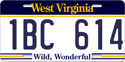 WV license plate 1BC614