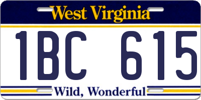 WV license plate 1BC615