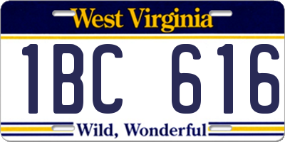 WV license plate 1BC616