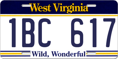 WV license plate 1BC617