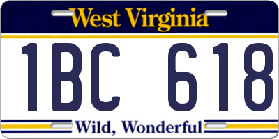 WV license plate 1BC618