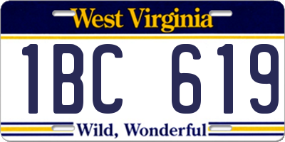 WV license plate 1BC619