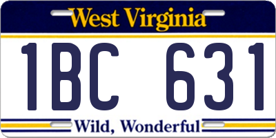 WV license plate 1BC631