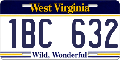 WV license plate 1BC632
