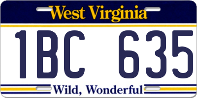 WV license plate 1BC635