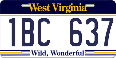 WV license plate 1BC637