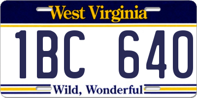 WV license plate 1BC640