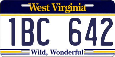 WV license plate 1BC642
