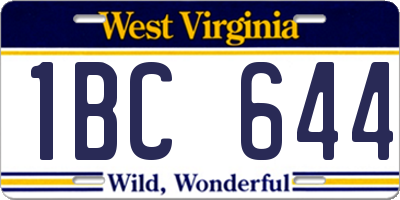 WV license plate 1BC644