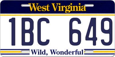 WV license plate 1BC649