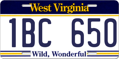 WV license plate 1BC650