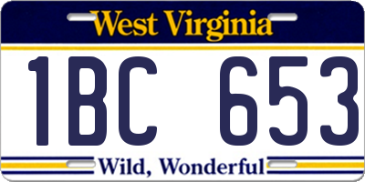WV license plate 1BC653