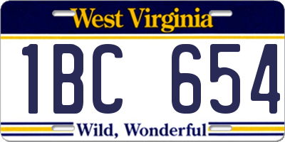 WV license plate 1BC654