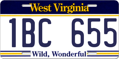 WV license plate 1BC655