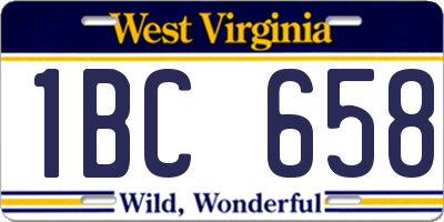 WV license plate 1BC658