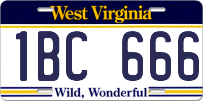 WV license plate 1BC666