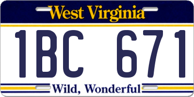 WV license plate 1BC671