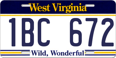 WV license plate 1BC672