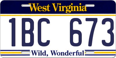 WV license plate 1BC673
