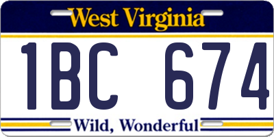 WV license plate 1BC674