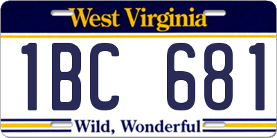 WV license plate 1BC681
