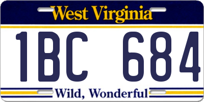 WV license plate 1BC684