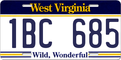 WV license plate 1BC685